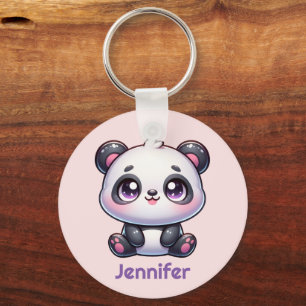 Adorable Kawaii Panda Personalisiertes Design Schlüsselanhänger