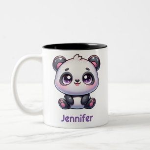 Adorable Kawaii Panda Personalisiertes Design Zweifarbige Tasse