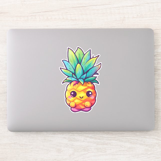 Adorable Kawaii Pineaple | Happy Fruit Aufkleber (Computer)