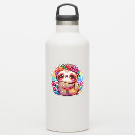 Adorable Kawaii Sloth mit Blume Crown Aufkleber