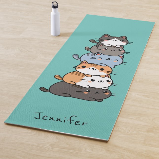 Adorable Kawaii Stapel von Kätzchen nach Maß Yogamatte (Beispiel)