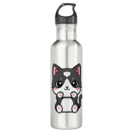 Adorable Kawaii Tabby Kitten Illustration Edelstahlflasche