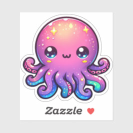 Adorable Kawaii Weltraumoktopus mit kosmischem Glü Aufkleber