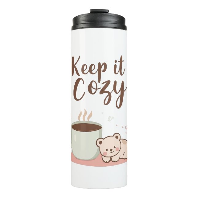 Adorable "Keep it Cozy" Winter Graphic Thermosbecher (Vorderseite)