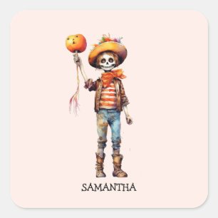 Adorable Kid Zombie - Niedliches Halloween (3) Quadratischer Aufkleber
