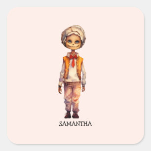 Adorable Kid Zombie - Niedliches Halloween Quadratischer Aufkleber