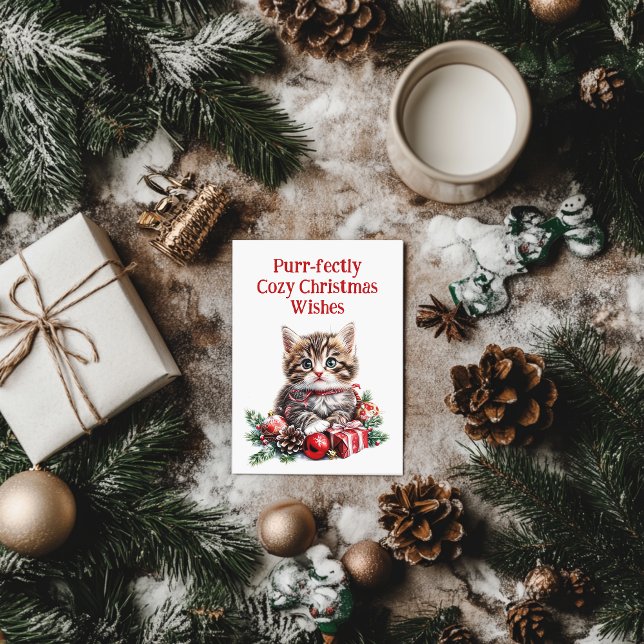 Adorable Kitten Feiertagspostkarte (cute kitten christmas postcard)