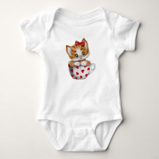 "Adorable Kitten in Cup Baby Bodysuit  Baby Strampler