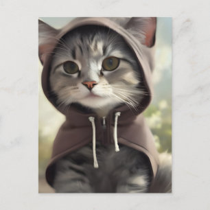 Adorable Kitten mit Hoodie Postkarte