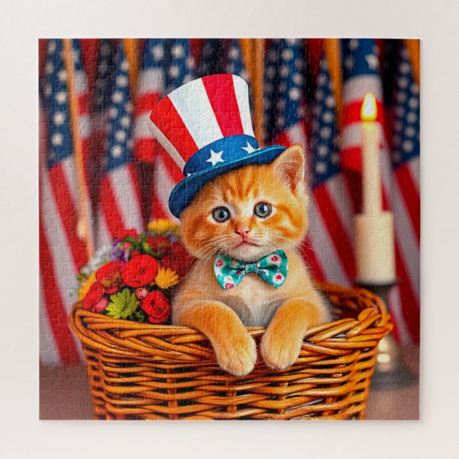 Adorable Kitten mit Patriotic Hat (Vertikal)
