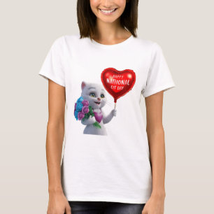Adorable Kitten National Cat Day T - Shirt" T-Shirt