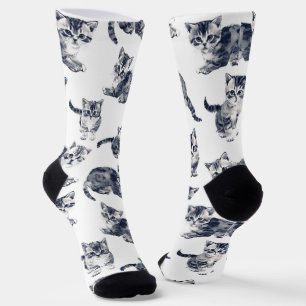 Adorable Kitten Pattern Socken - Geschenk für Cat