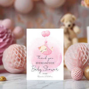 Adorable Kitten Pink Design Babydusche Dankeskarte