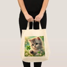 Adorable Kitten St. Patricks 4-Blatt Clover