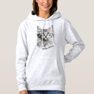 Adorable Kitten Stift Zeichnend Hoodie