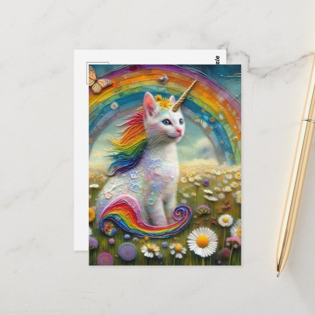 Adorable Kitten Unicorn Postkarte (Vorderseite/Rückseite Beispiel)