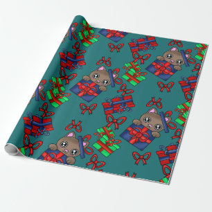 Adorable Kitty Cat in Parcel mit Bowtie Presets Geschenkpapier