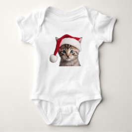 Adorable Kitty Cat mit Weihnachtsmannmütze, Santa Baby Strampler