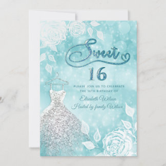 Adorable Kleid Bukett weißen Rosen 16 . Geburtstag Einladung
