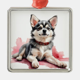 ADORABLE KLEINE FLÜFFY KLEE KAI HUND ORNAMENT AUS METALL