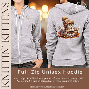 Adorable Knittin' Kittens Full-Zip Unisex Hoodie