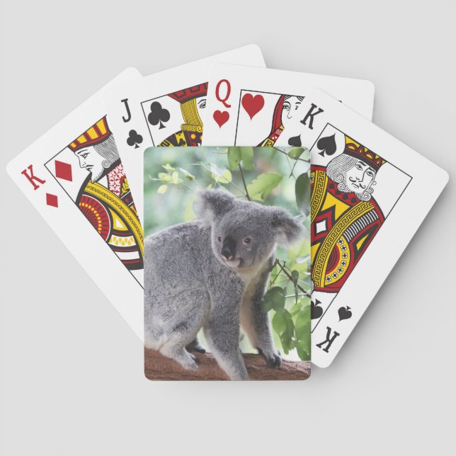 Adorable Koala Bärenbaum Grüne Blätter Spielkarten (Rückseite)