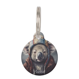 Adorable Koala mit niedlichem Hut anpassbar Haustiermarke