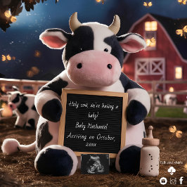 Adorable Kuh Farm-Themed Schwangerschaft Ankündigu Einladung