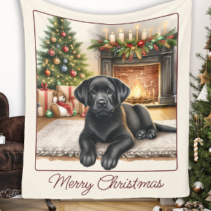 Adorable Labrador Retriever Welpenhund Weihnachten Fleecedecke