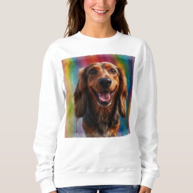 Adorable Lächeln Dackel Kunstmuseum Sweatshirt (Vorderseite)