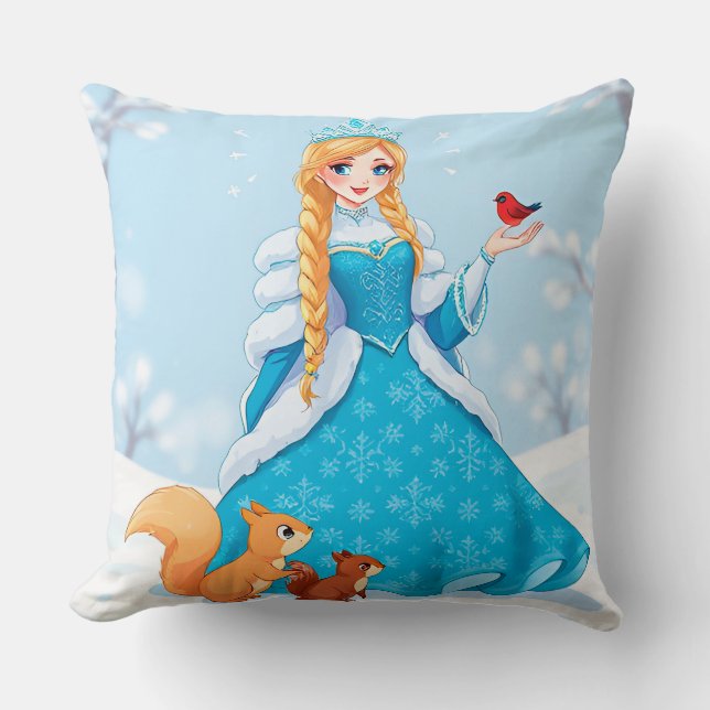Adorable Lächeln Schnee Maiden Kissen (Vorderseite)