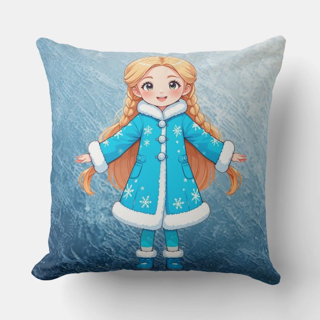 Adorable Lächeln Schnee Maiden Kissen (Vorderseite)