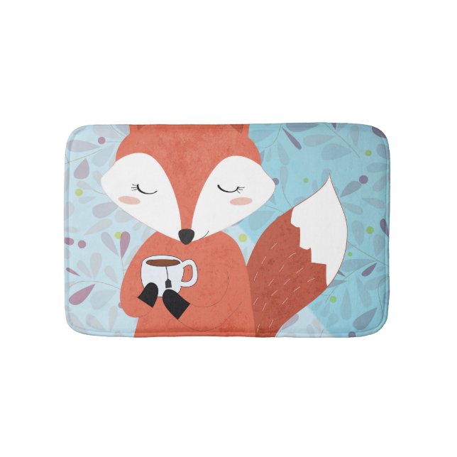 Adorable Lady Fox Leaf Hintergrund Badematte (Vorderseite)