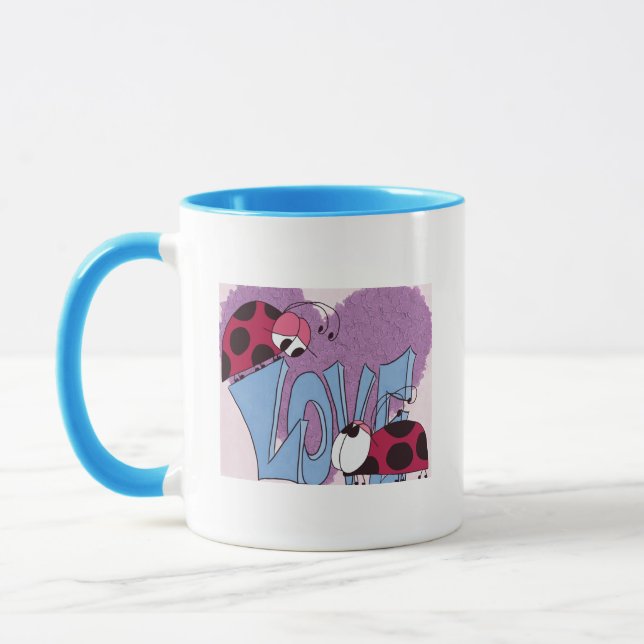 Adorable Ladybug Liebe Cartoon Tasse (Links)