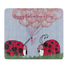 Adorable Ladybug mit Hübschem rosa Ballon Bouquet Schneidebrett