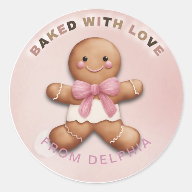 Adorable Lebkuchen Personalisiert gebacken mit Lie Runder Aufkleber (Vorderseite)