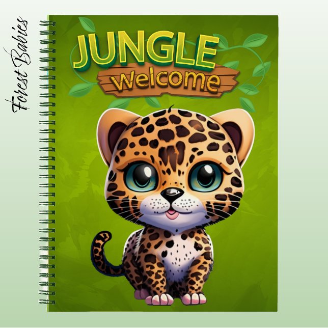 Adorable Leopard Kitten Woodland Wildlife Felge 🐆 Notizbuch (Cute Leopard Notebook, Woodland Wildlife Animal Cat Stationery, Kitty Graphic Kitten Character 🐆)