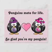 Adorable Lesbian Pinguine Zwei-Brides-Herz-Hut