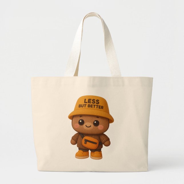 Adorable "Less But Better" Bear Eco-Friendly Tote Jumbo Stoffbeutel (Vorne)