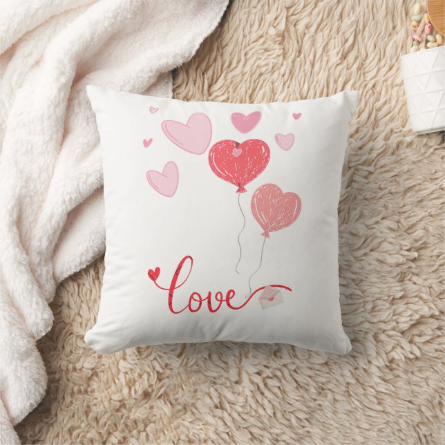 Adorable Liebe Balloons & Hearts - Niedlich Valent Kissen (Decke)