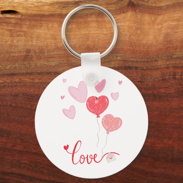 Adorable Liebe Balloons & Hearts - Niedlich Valent Schlüsselanhänger (Vorderseite)