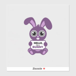 Adorable Lila Bunny: Say Hello! Aufkleber