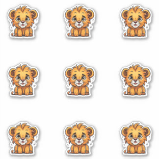 Adorable Lion Cub Sticker Pack