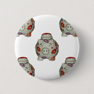 Adorable Lipstick Pig Button