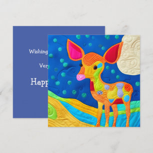 Adorable Little Baby Deer - quilt-like Design Karte