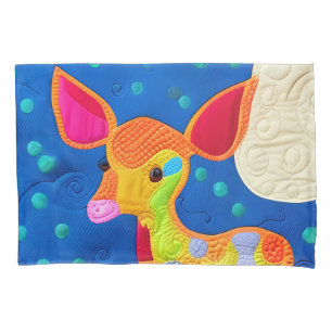 Adorable Little Baby Deer - quilt-like Design Kissenbezug