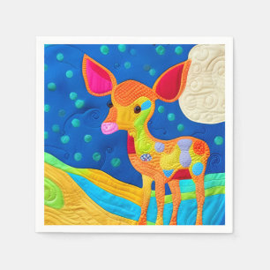 Adorable Little Baby Deer - quilt-like Design Serviette