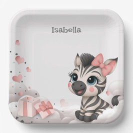 Adorable little cartoon zebra  pappteller