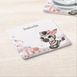 Adorable little cartoon zebra  rechteckiger pappuntersetzer