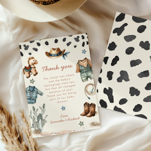 Adorable Little Cowboy ist unterwegs Baby Dusche Dankeskarte